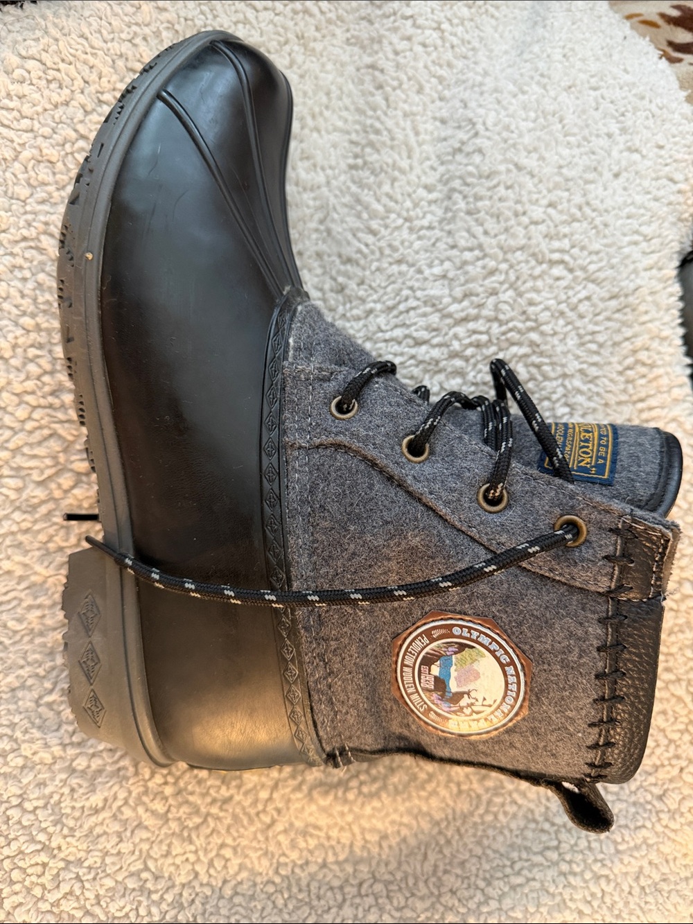 Sorel Gray and Black Lace-Up Duck Boots